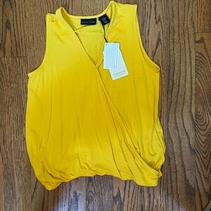 Adrianna Papell Yellow Wrap Tank Top